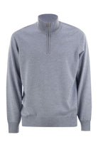 HIGH-NECKED CASHMERE SWEATER WITH ZIP OPENING Brunello Cucinelli LIGHT BLUE 52