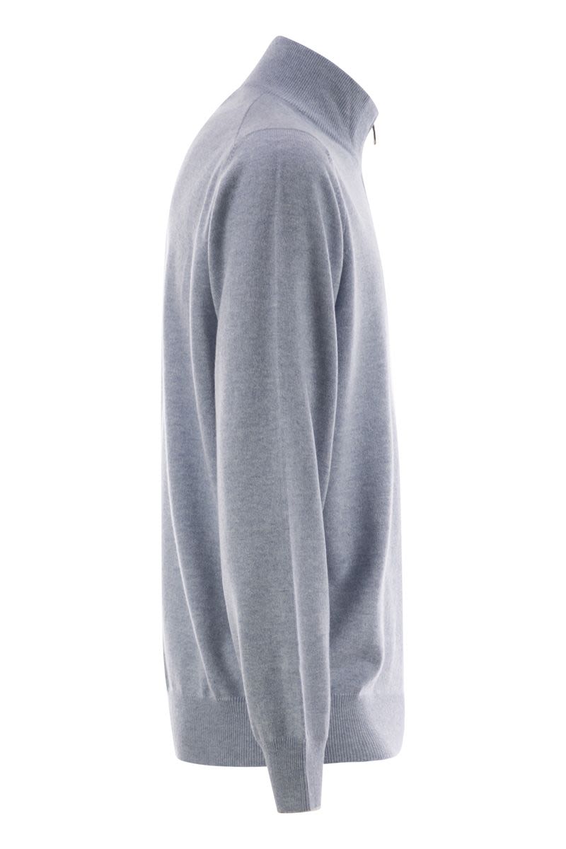 HIGH-NECKED CASHMERE SWEATER WITH ZIP OPENING Brunello Cucinelli