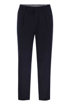 LEISURE FIT TROUSERS IN GARMENT-DYED COTTON VELVET WITH DARTS Brunello Cucinelli NAVY 48