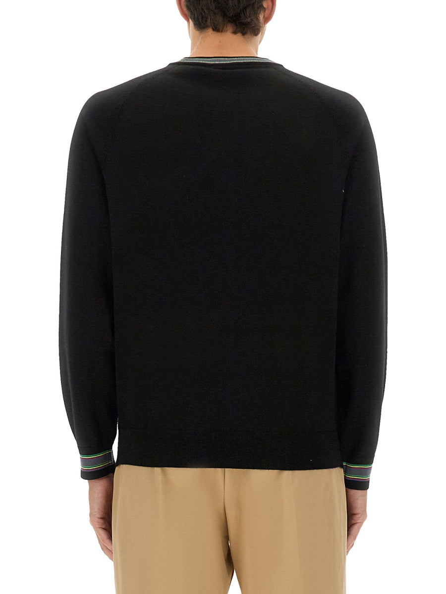 BLACK WOOL COTTON SWEATERS PS PAUL SMITH