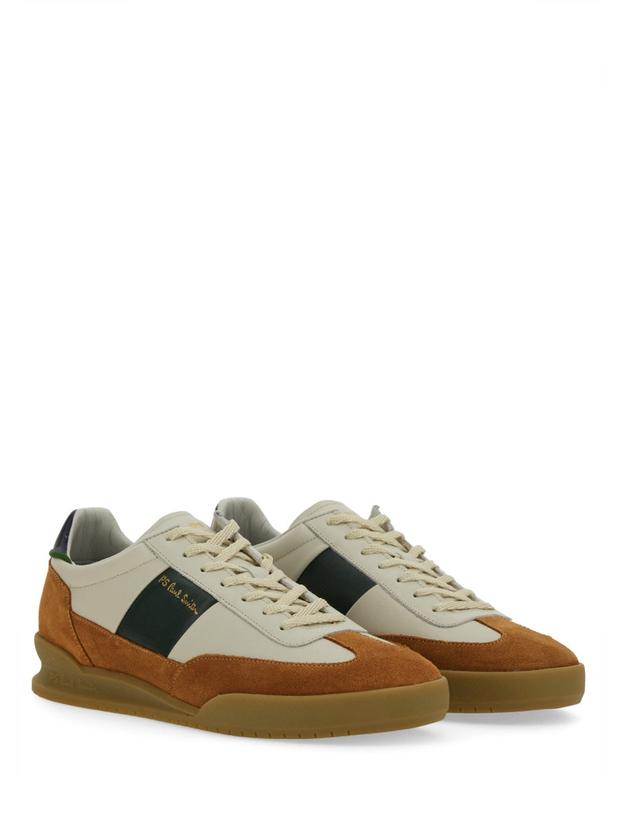 WHITE LEATHER NYLON SNEAKERS PS PAUL SMITH
