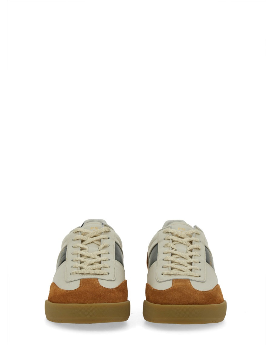 WHITE LEATHER NYLON SNEAKERS PS PAUL SMITH