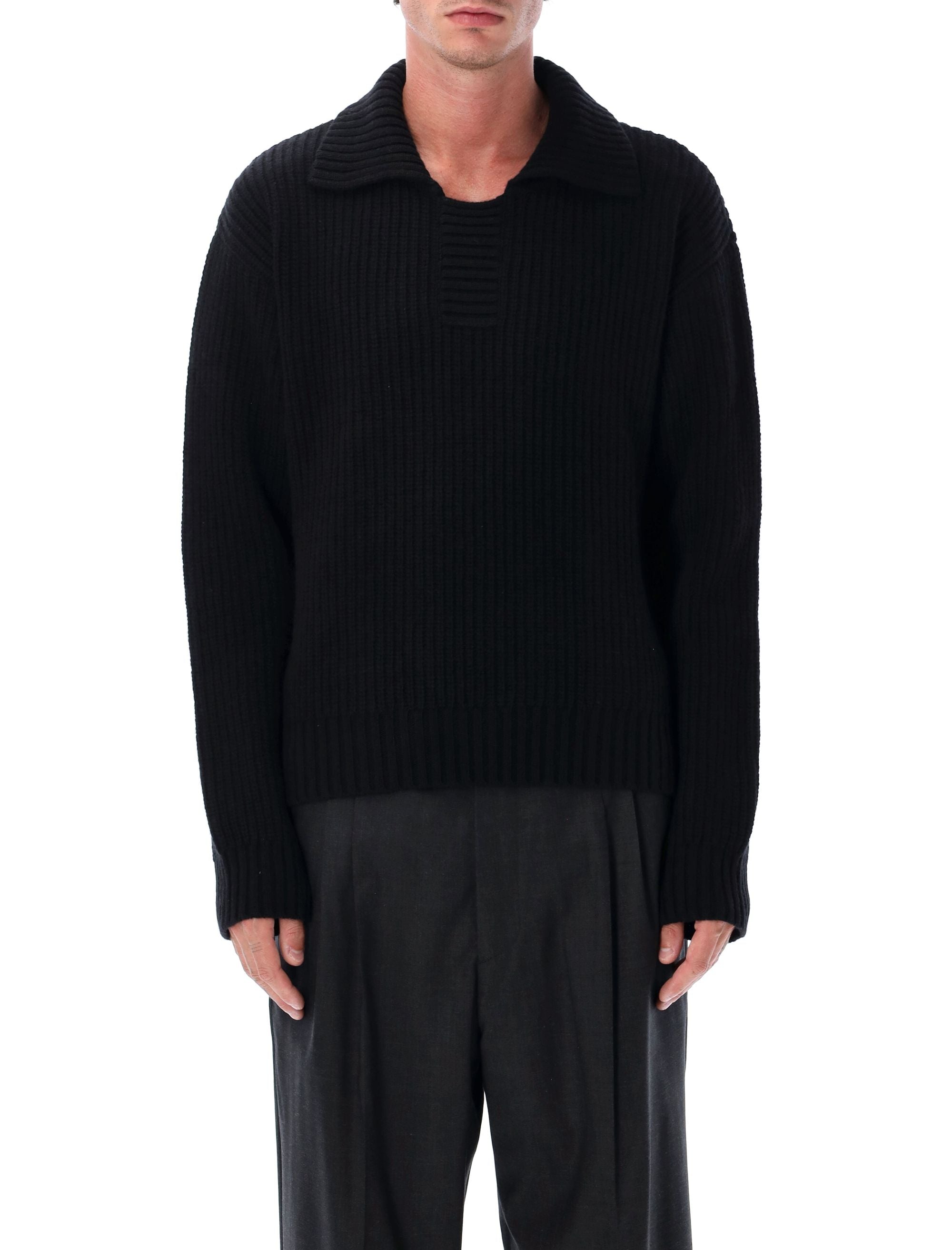 MFPEN WOOL KNIT SWEATER WITH COLLAR BLACK – Lord & Taylor