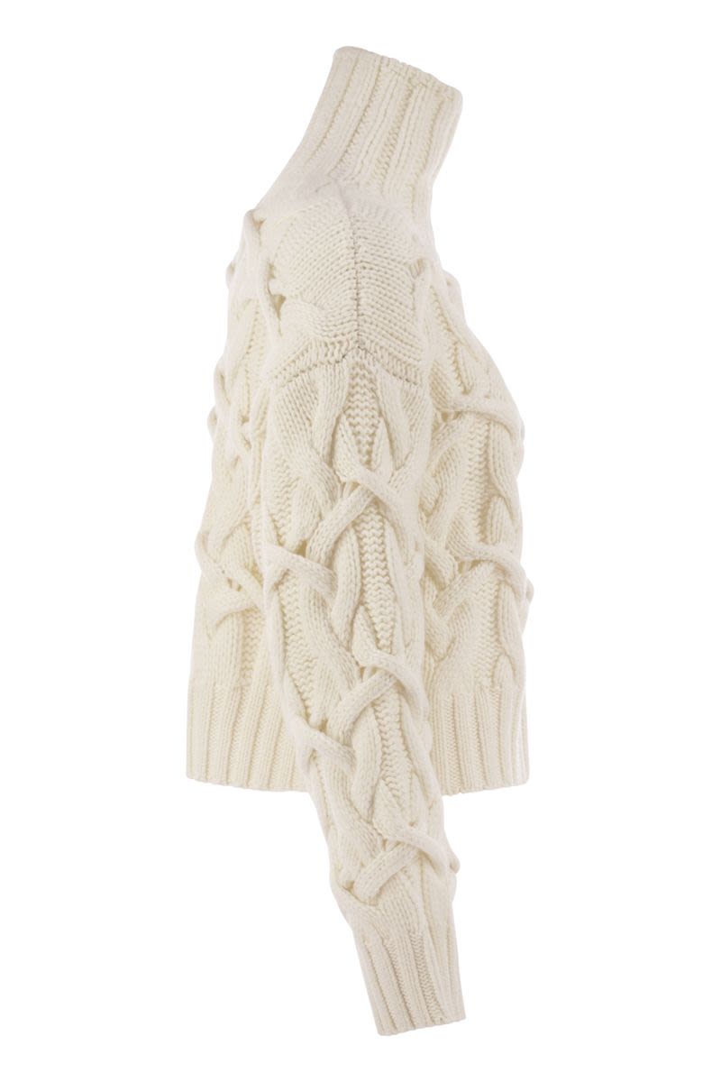 BRAIDED HIGH-NECKED CASHMERE SWEATER Brunello Cucinelli