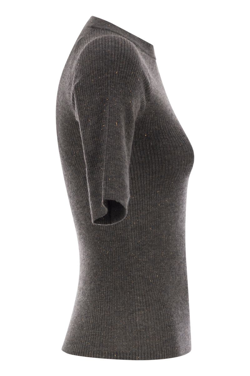 SPARKLING RIBBED CASHMERE SWEATER Brunello Cucinelli