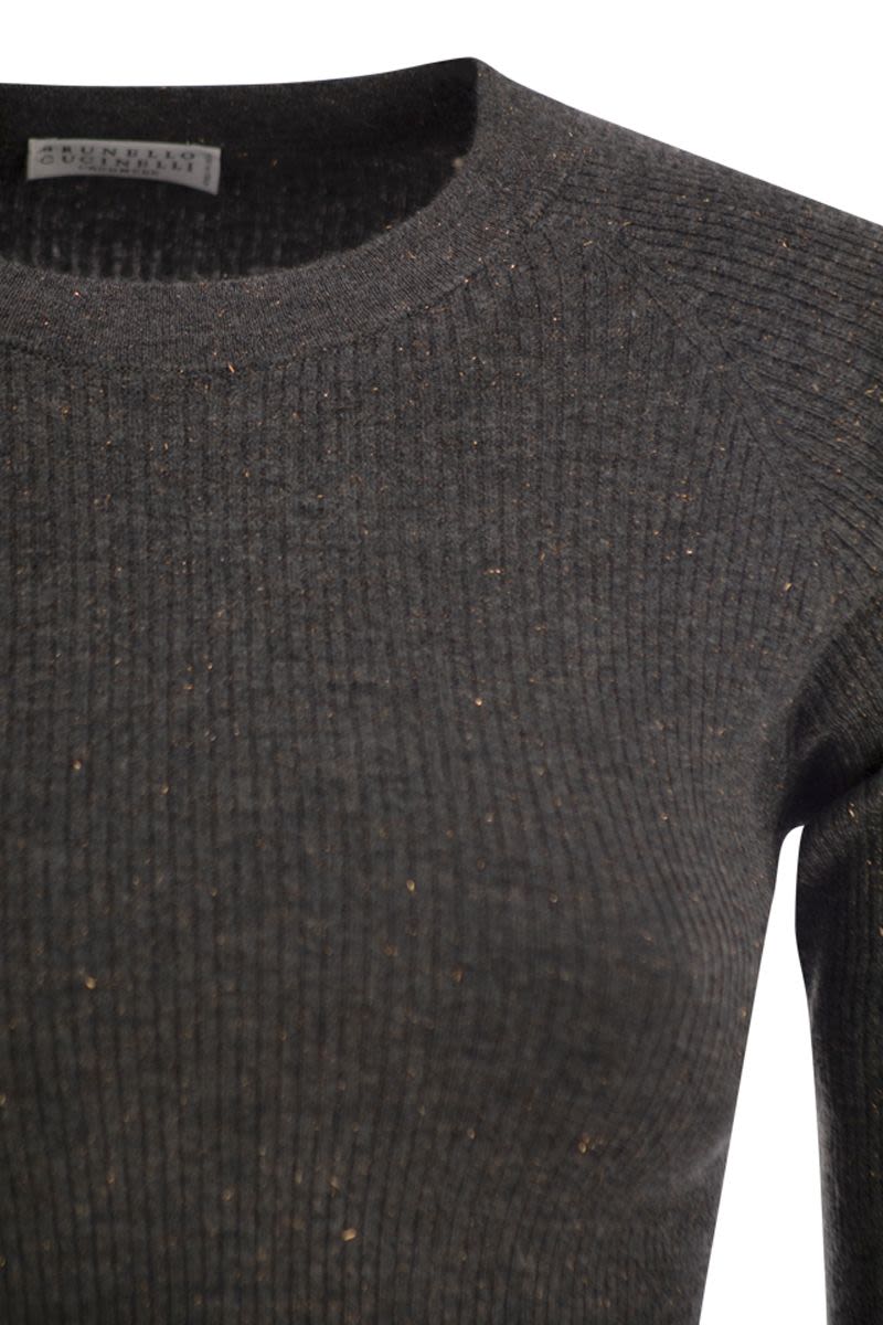 SPARKLING RIBBED CASHMERE SWEATER Brunello Cucinelli