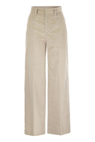 FLUID CORDUROY SARTORIAL TRACK TROUSERS WITH JEWELLERY Brunello Cucinelli LIGHT BEIGE 42