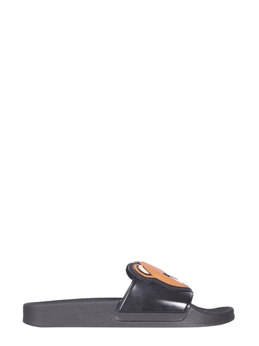 SLIDE TEDDY BEAR SANDALS MOSCHINO COUTURE BLACK 40