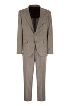 PRINCE OF WALES FLANNEL SUIT IN SILK, WOOL AND CASHMERE Brunello Cucinelli LIGHT BROWN 50