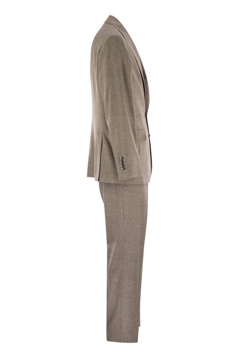 PRINCE OF WALES FLANNEL SUIT IN SILK, WOOL AND CASHMERE Brunello Cucinelli