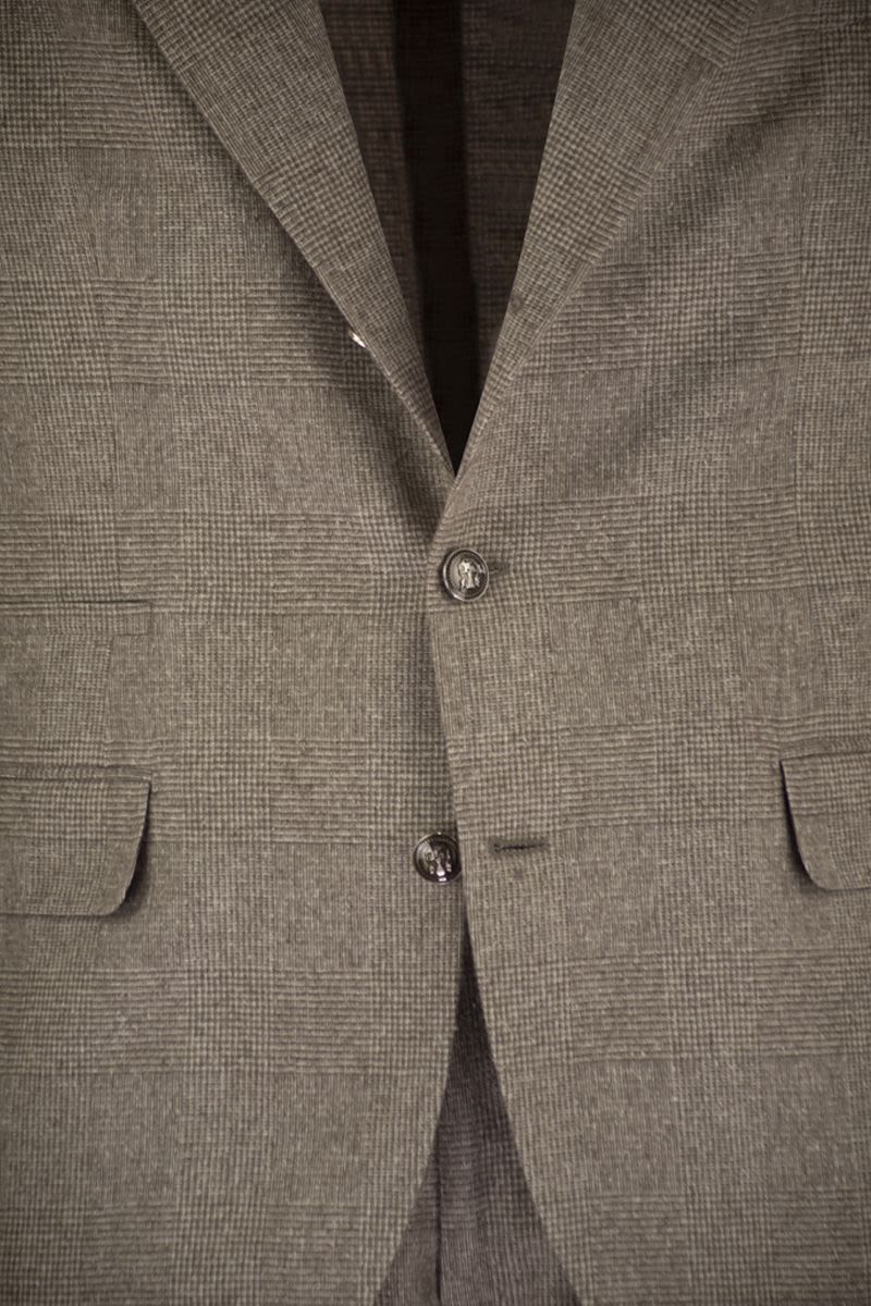 PRINCE OF WALES FLANNEL SUIT IN SILK, WOOL AND CASHMERE Brunello Cucinelli