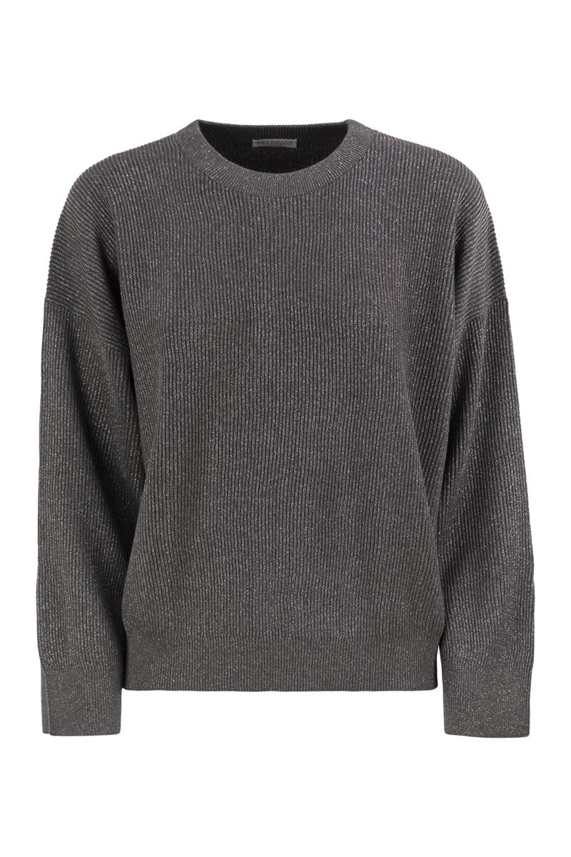 COTTON AND VISCOSE RIB SWEATER Brunello Cucinelli ANTHRACITE XS