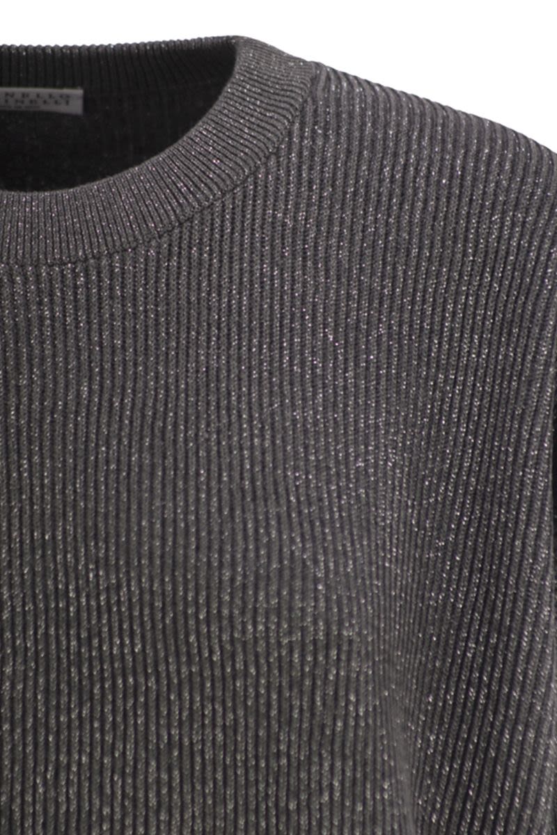 COTTON AND VISCOSE RIB SWEATER Brunello Cucinelli