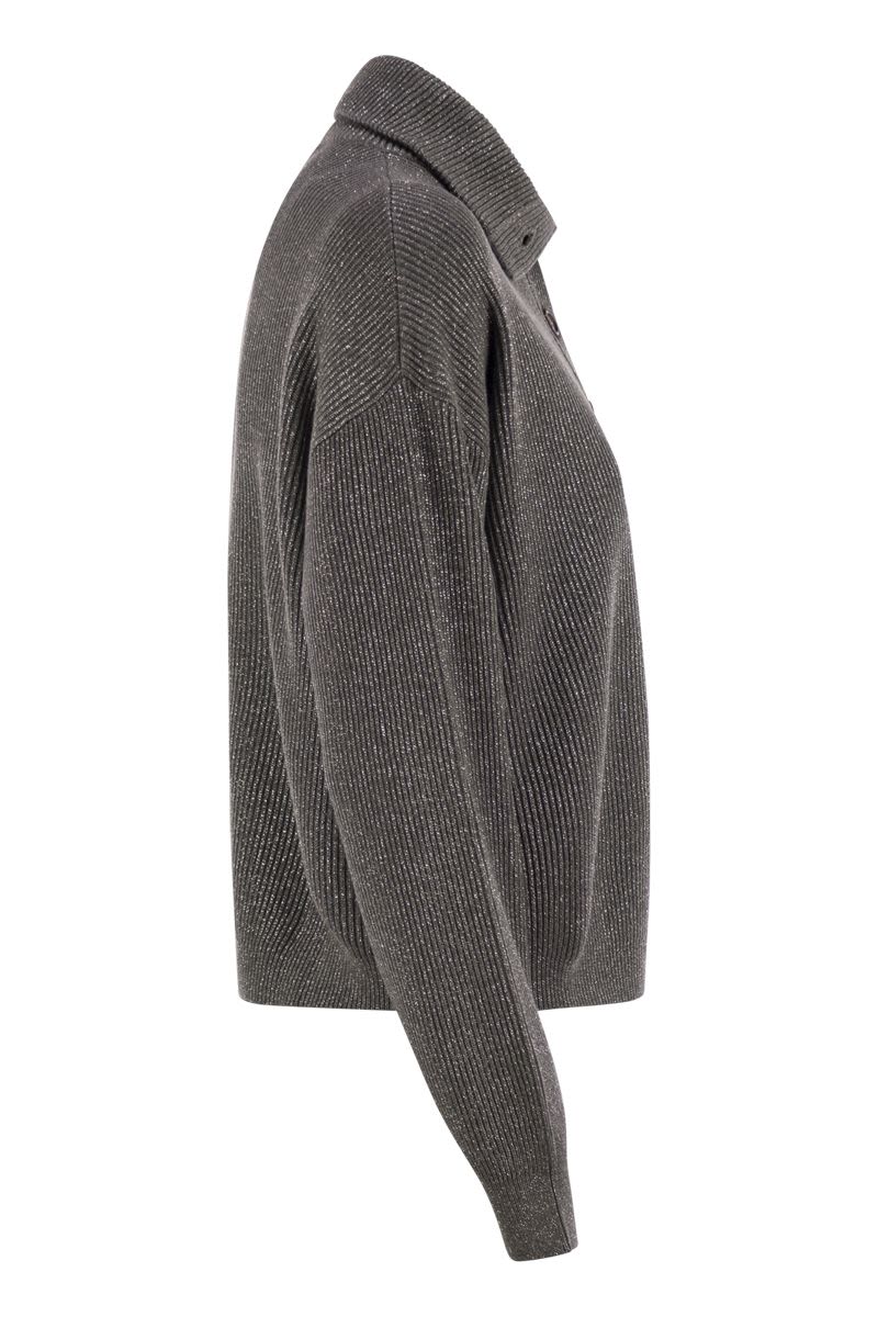 COTTON AND VISCOSE RIB KNIT HIGH COLLAR Brunello Cucinelli