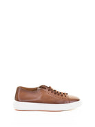 BROWN SNEAKER IN LEATHER AND RUBBER SOLE Santoni LIGHT BROWN 10