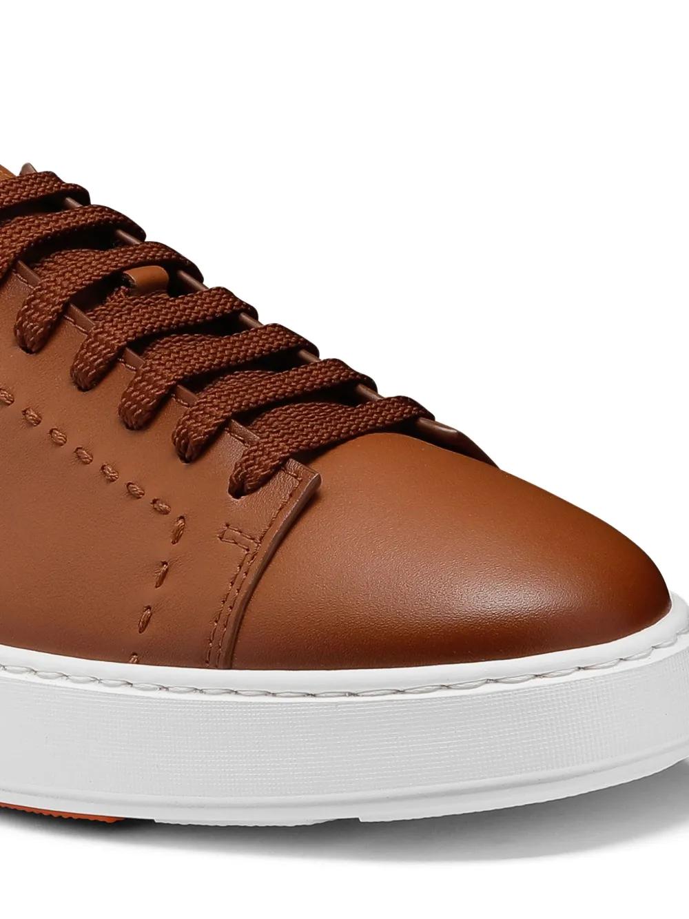 BROWN SNEAKER IN LEATHER AND RUBBER SOLE Santoni