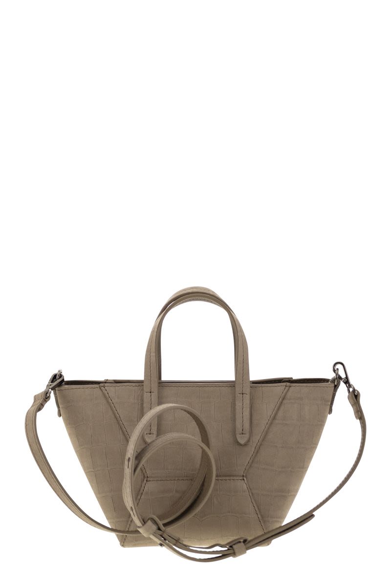 BC DUO MINI NUBUCK CROC PRINT BAG WITH JEWELLERY Brunello Cucinelli