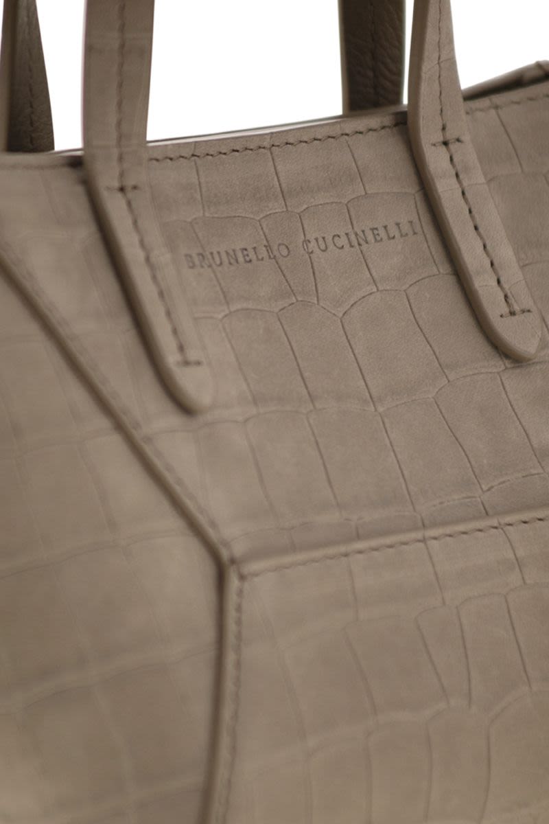 BC DUO MINI NUBUCK CROC PRINT BAG WITH JEWELLERY Brunello Cucinelli