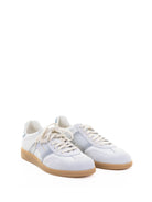 WHITE BLUE LEATHER SNEAKER Santoni