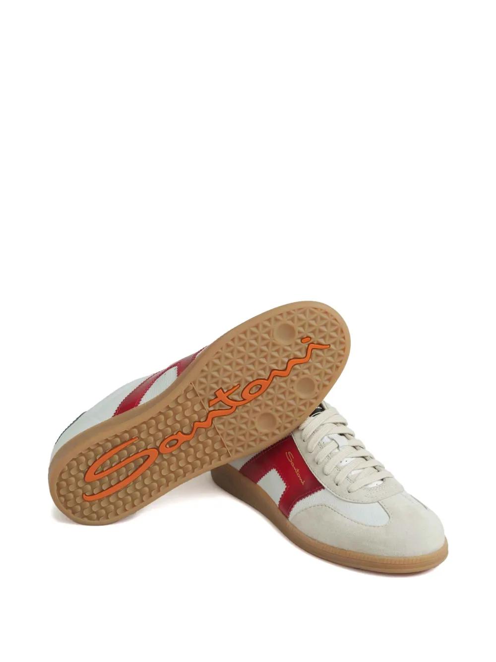 WHITE BLUE LEATHER SNEAKER Santoni