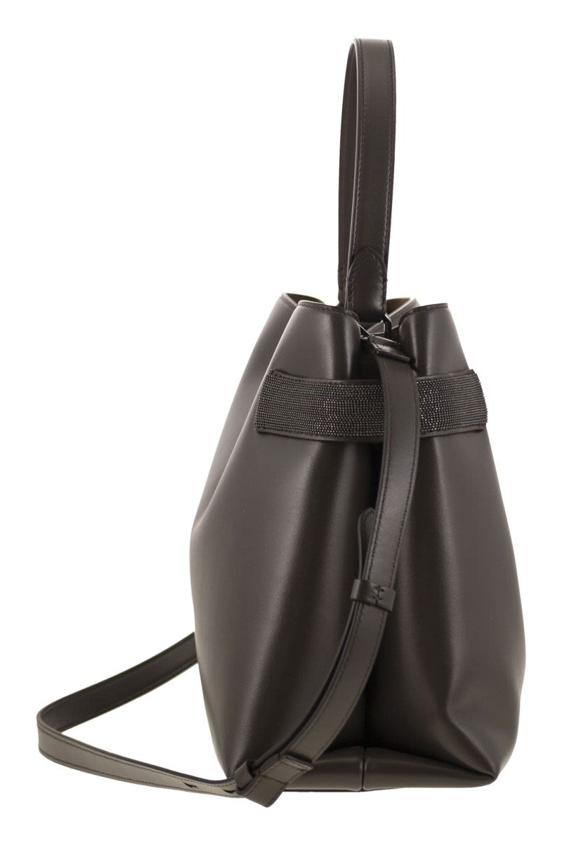 TOP-HANDLE ESSENCE BAG IN CALFSKIN WITH PRECIOUS BANDS Brunello Cucinelli