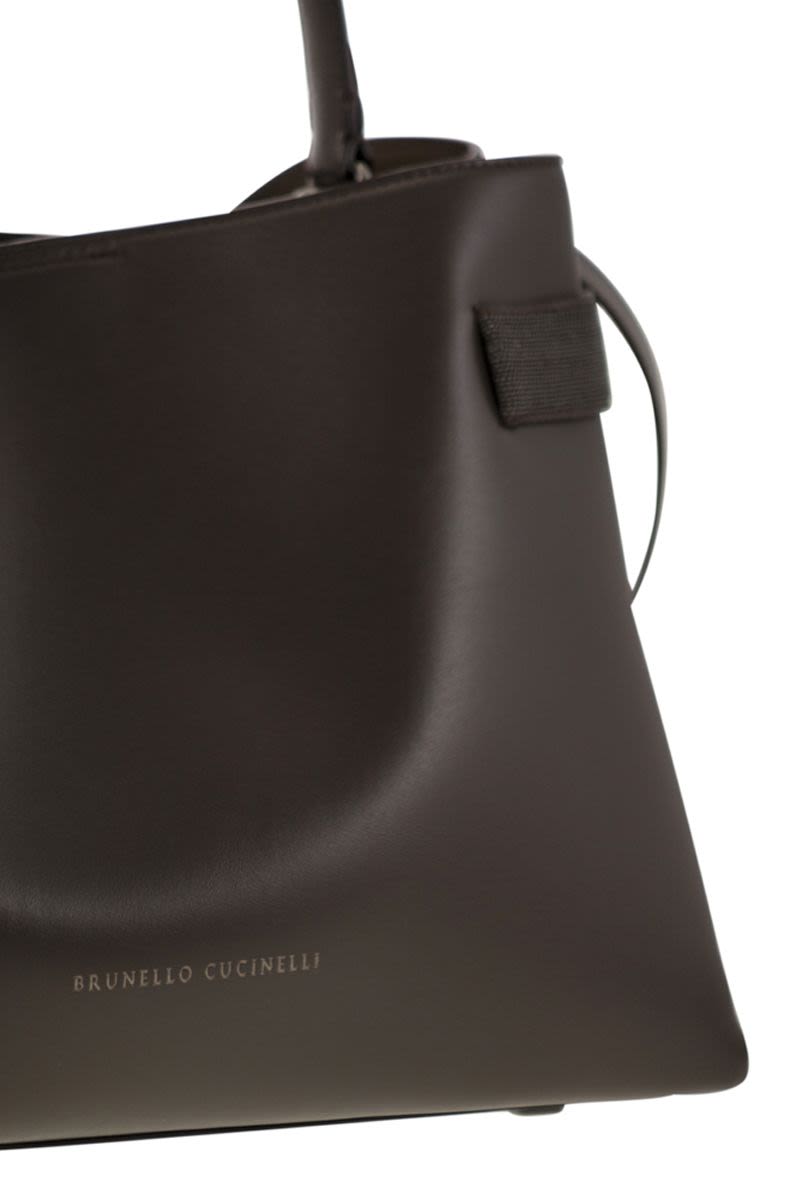 TOP-HANDLE ESSENCE BAG IN CALFSKIN WITH PRECIOUS BANDS Brunello Cucinelli