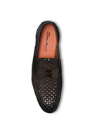 BROWN WOVEN LEATHER MOCCASIN Santoni