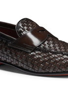 BROWN WOVEN LEATHER MOCCASIN Santoni