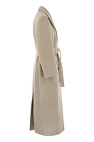 DOUBLE-BREASTED COAT IN VIRGIN WOOL AND CASHMERE CLOTH WITH JEWELLERY Brunello Cucinelli