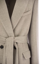DOUBLE-BREASTED COAT IN VIRGIN WOOL AND CASHMERE CLOTH WITH JEWELLERY Brunello Cucinelli