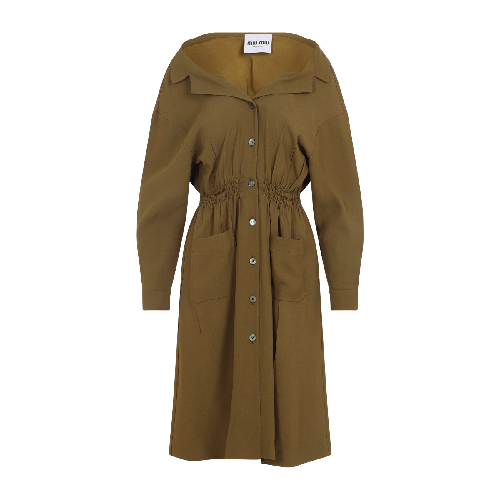 Miu Miu Sablé Dress, Woman, Camouflage Green, Size 42