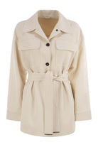 VISCOSE AND WOOL SAFARI JACKET Brunello Cucinelli IVORY 42