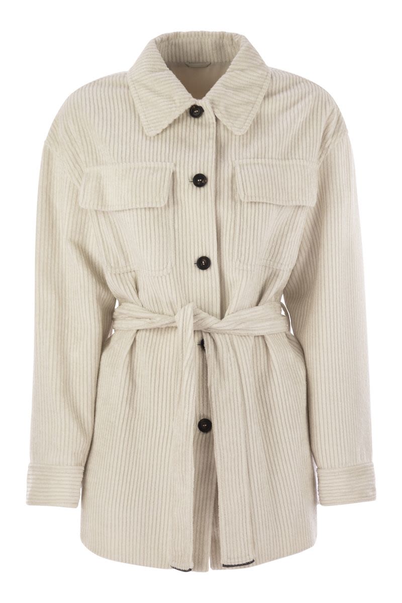 CORDUROY SAFARI-STYLE JACKET WITH JEWELLERY Brunello Cucinelli CHALK 40