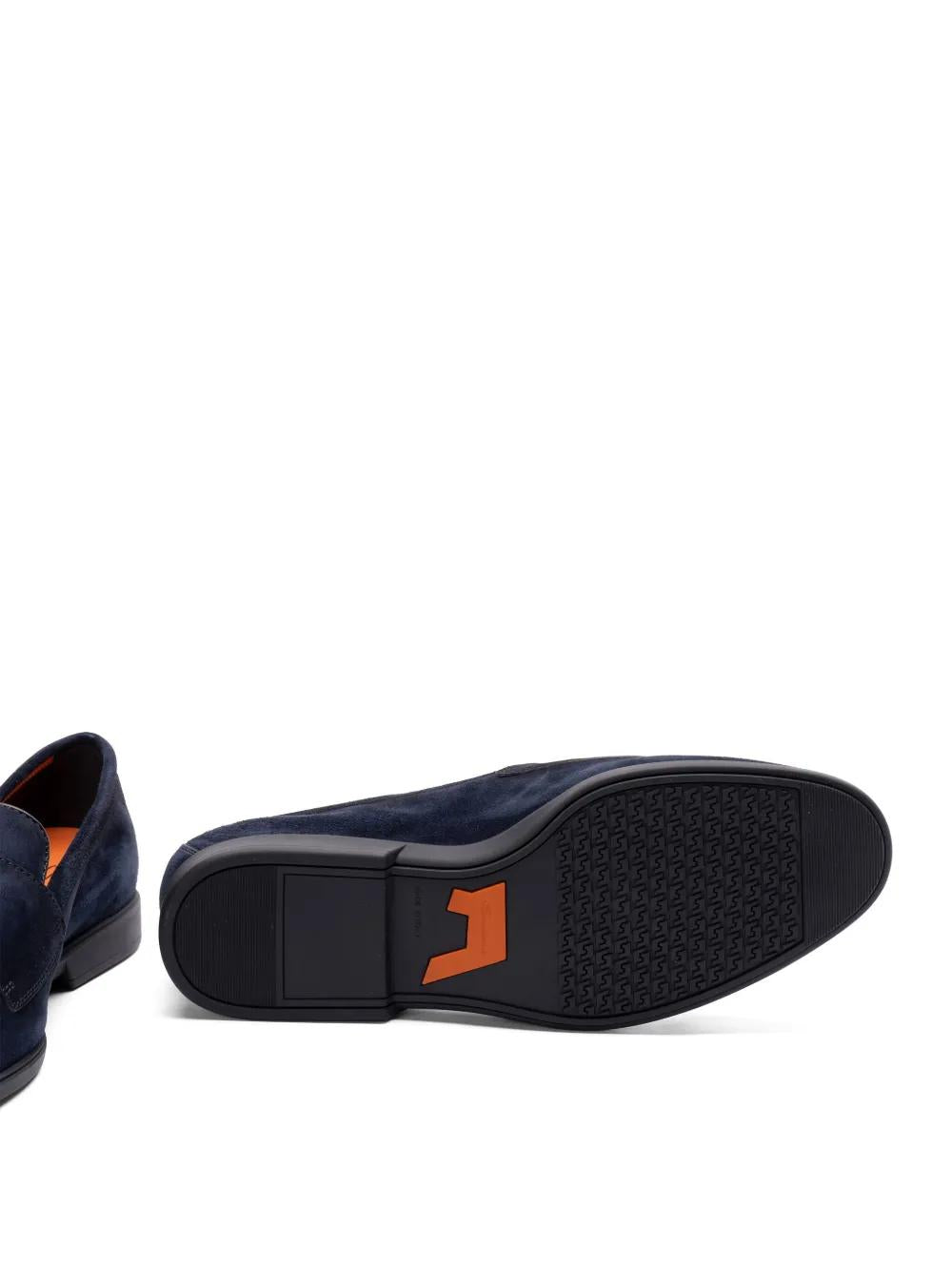 BLUE DOUBLE BUCKLE SUEDE MOCCASIN Santoni
