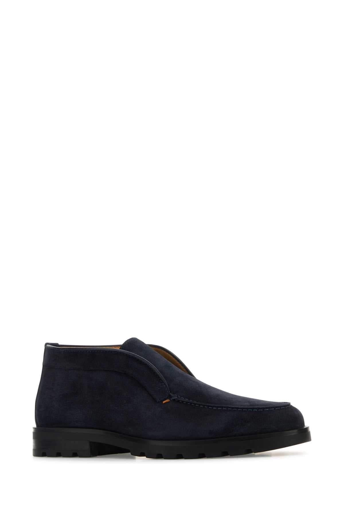 MIDNIGHT BUE SUEDE DESERT SLIP-ONS Santoni
