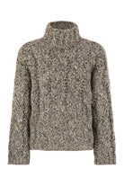 SOFT WOOL, CASHMERE AND MOHAIR TURTLENECK SWEATER WITH BRAIDED DESIGN Brunello Cucinelli BEIGE XS