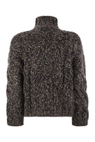 SOFT WOOL, CASHMERE AND MOHAIR TURTLENECK SWEATER WITH BRAIDED DESIGN Brunello Cucinelli