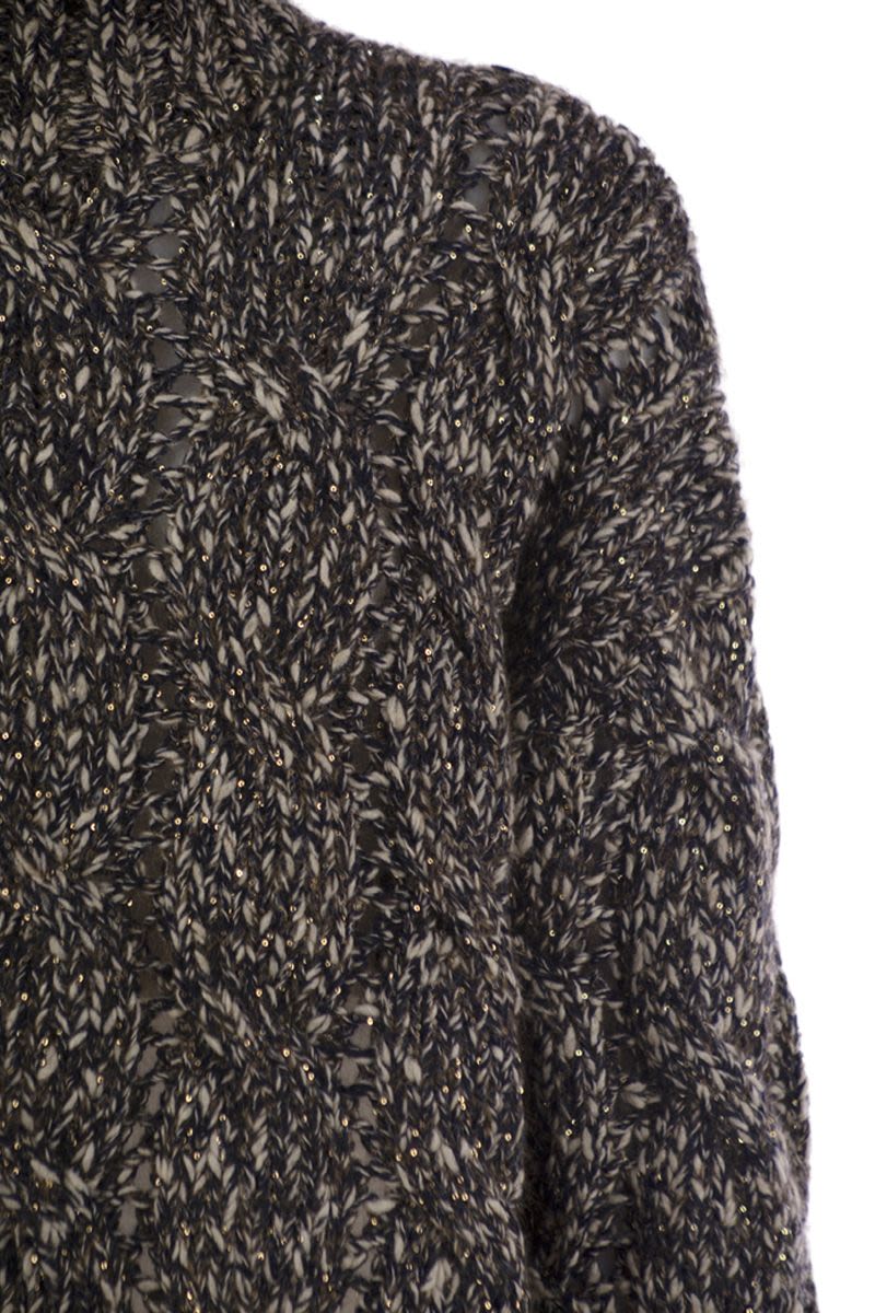 SOFT WOOL, CASHMERE AND MOHAIR TURTLENECK SWEATER WITH BRAIDED DESIGN Brunello Cucinelli