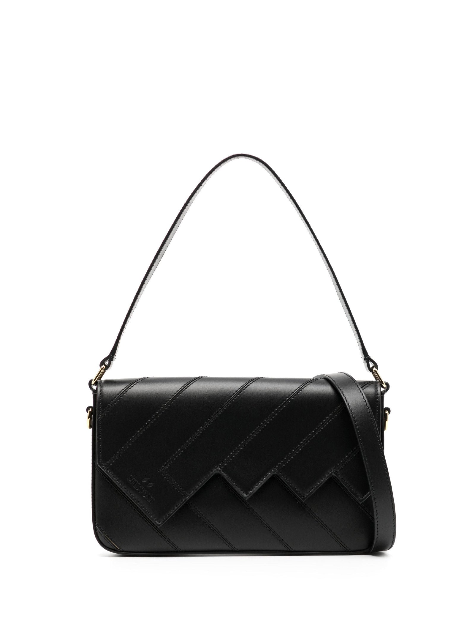 FLAP WAVE BLACK LEATHER SHOULDER BAG Missoni BLACK UNI