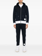 ZIP UP HOODIE WITH ENGINEERED 4 BAR IN COLOR BLOCKED SOLID CLASSIC LOOPBACK JERSEY Thom Browne