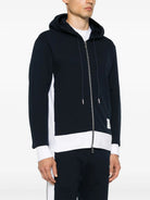 ZIP UP HOODIE WITH ENGINEERED 4 BAR IN COLOR BLOCKED SOLID CLASSIC LOOPBACK JERSEY Thom Browne