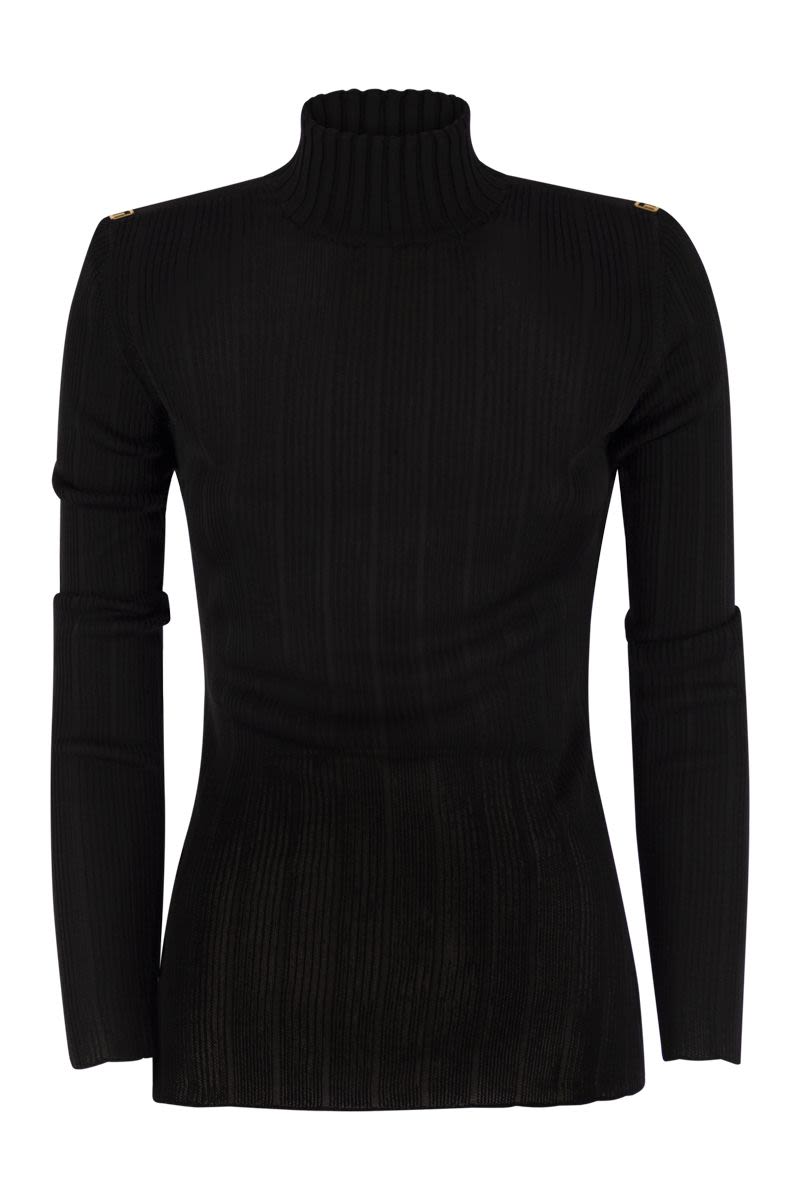 VISCOSE KNIT SHIRT WITH LOGO DETAILS Elisabetta Franchi BLACK 42