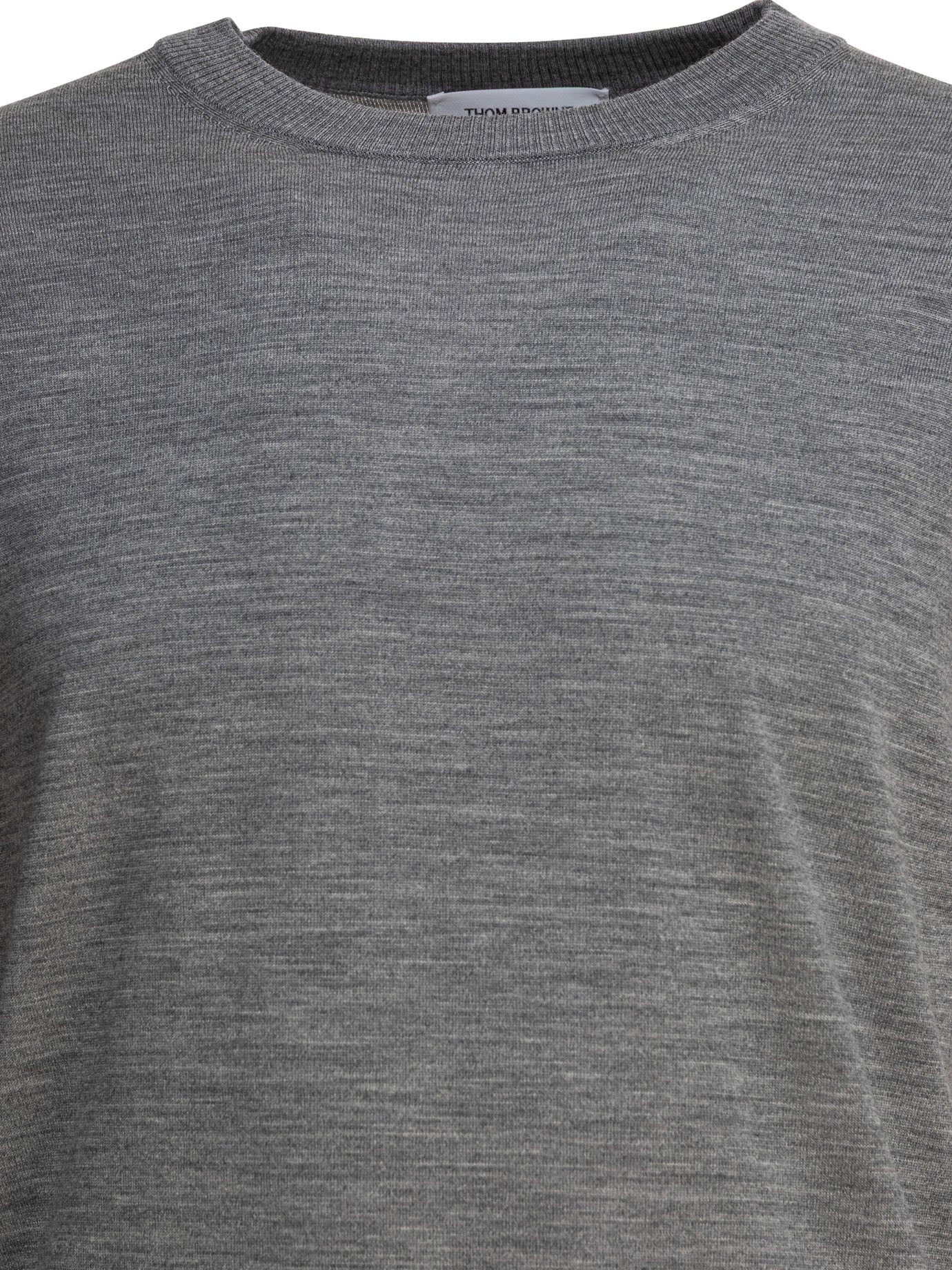CLASSIC CREWNECK PULLOVER W/ 4 BAR SLEEVE IN FINE MERINO WOOL Thom Browne