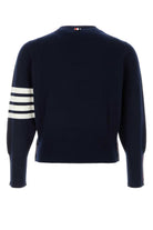 CLASSIC CREWNECK SHORT PULLOVER WITH WHITE 4 BAR STRIPE IN CASHMERE Thom Browne