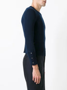 CLASSIC CREWNECK SHORT PULLOVER WITH WHITE 4 BAR STRIPE IN CASHMERE Thom Browne