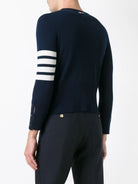 CLASSIC CREWNECK SHORT PULLOVER WITH WHITE 4 BAR STRIPE IN CASHMERE Thom Browne