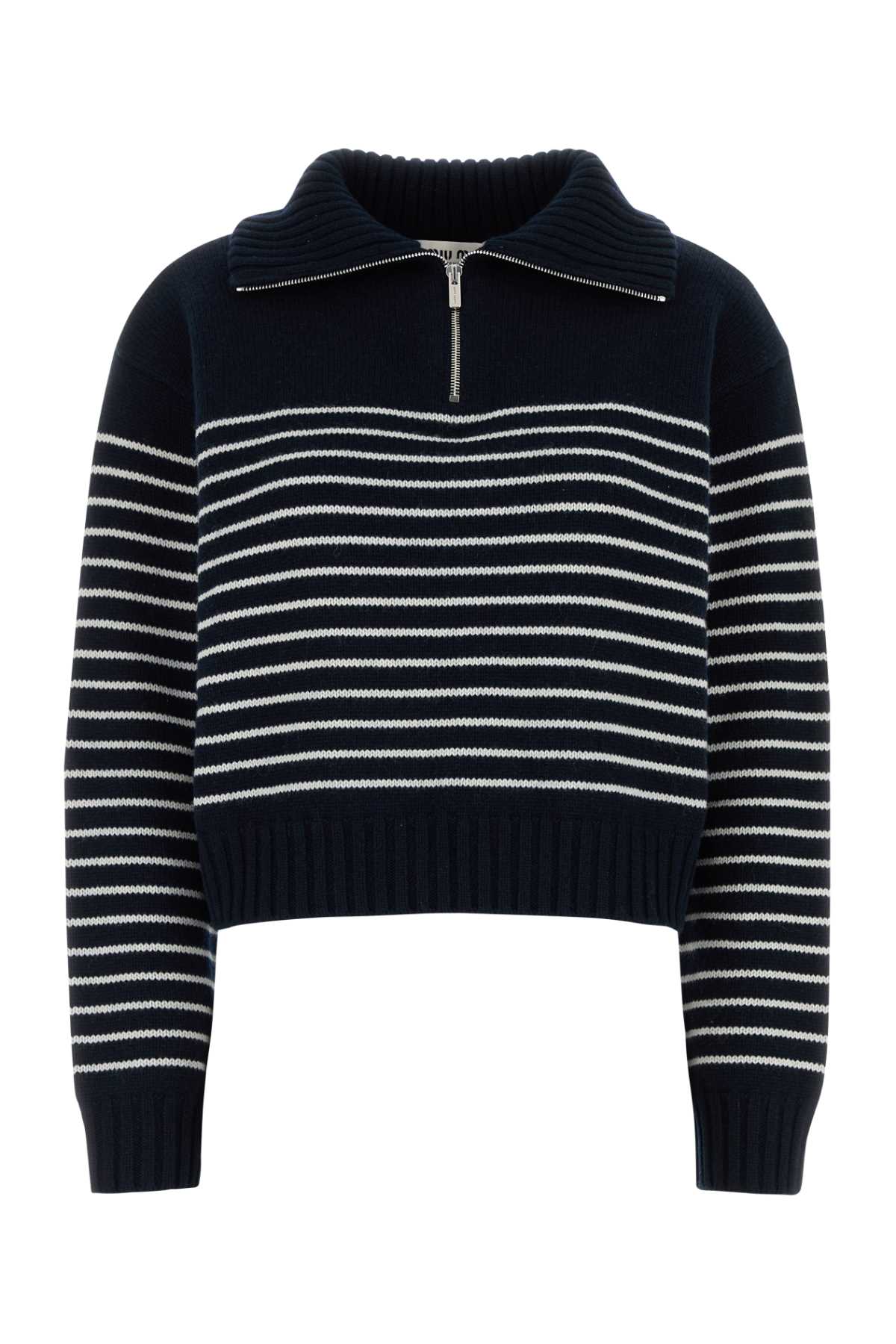 EMBROIDERED CASHMERE SWEATER Miu Miu STRIPPED 36