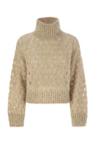 DAZZLING NET TURTLENECK SWEATER MADE OF MOHAIR AND WOOL WISPY Brunello Cucinelli LIGHT BEIGE XS