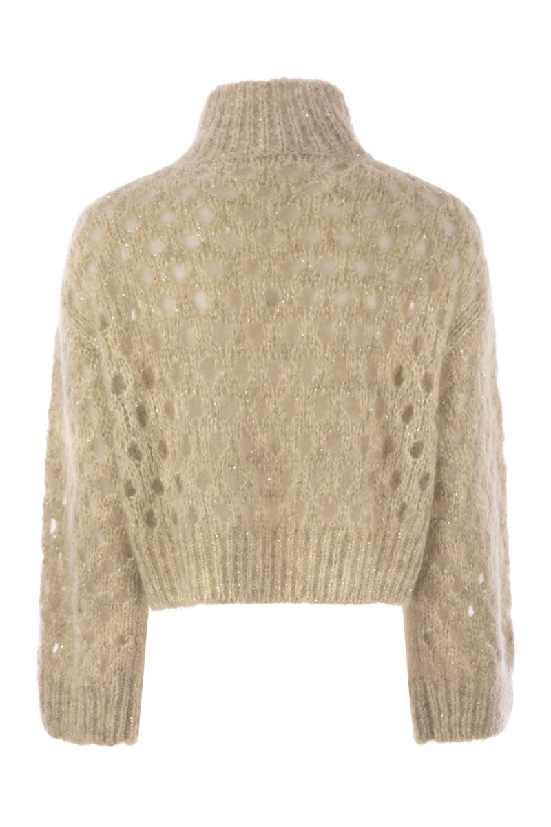 DAZZLING NET TURTLENECK SWEATER MADE OF MOHAIR AND WOOL WISPY Brunello Cucinelli