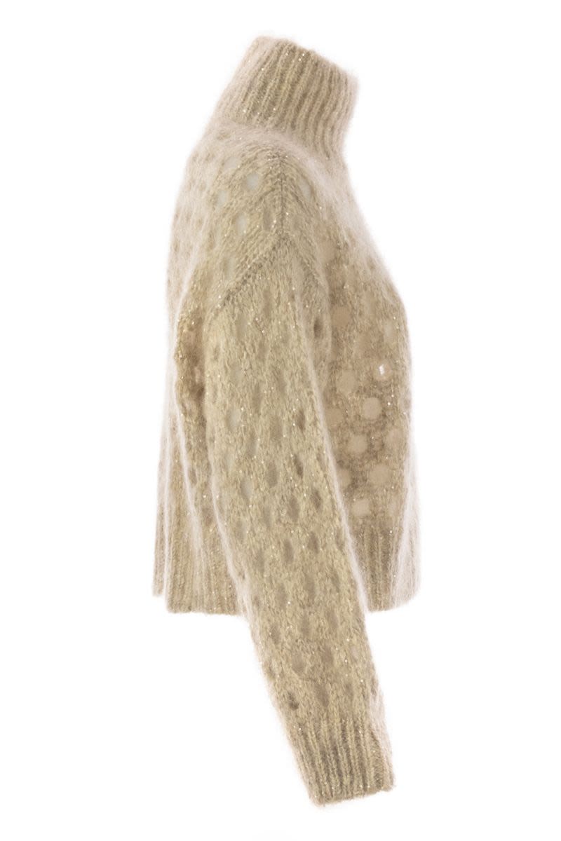 DAZZLING NET TURTLENECK SWEATER MADE OF MOHAIR AND WOOL WISPY Brunello Cucinelli